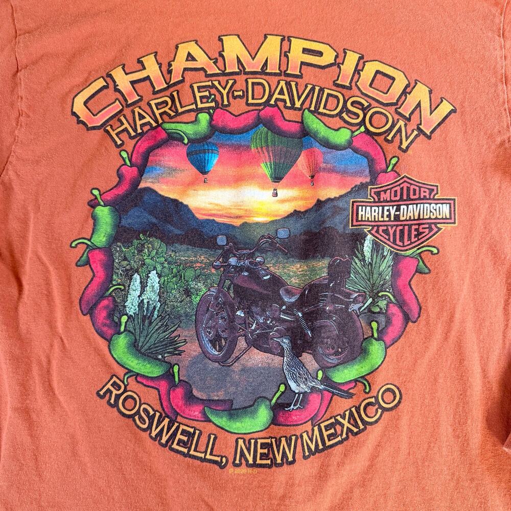 Vintage Harley Davidson Long Sleeve Shirt Champion Roswell New Mexico Tee - M